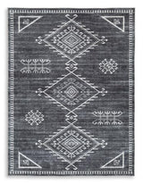 Ashley Furniture Arloman Rug showcasing soft, woven texture with intricate patterns in warm neutral tones.