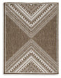 Ashley Furniture Dunsler 5' x 7' rug with intricate patterns in neutral tones, suitable for living rooms or bedrooms.