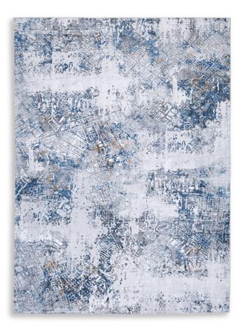 Ashley Furniture Garyard 5' x 7' rug with intricate geometric patterns in neutral tones, perfect for living room or bedroom decor.