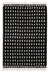 Ashley Furniture Minston 5' x 7' rug with intricate geometric patterns in neutral tones for living room or bedroom decor.