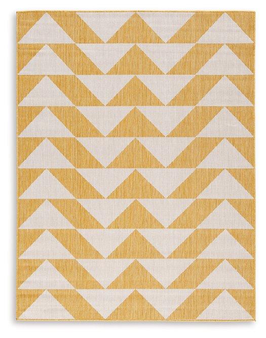 Ashley Furniture Thomley 5' x 7' rug featuring a plush, patterned design suitable for living rooms or bedrooms.