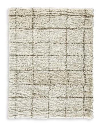 Wrenlow Rug by Ashley Furniture featuring a woven pattern in neutral tones, ideal for living room or bedroom decor