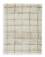 Wrenlow Rug by Ashley Furniture featuring a woven pattern in neutral tones, ideal for living room or bedroom decor