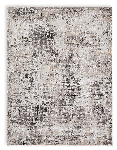 Large Ashley Furniture Elaning rug with intricate patterns, soft texture, and neutral colors perfect for living room or bedroom decor.
