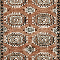 Medium Ashley Furniture Qaabiz Area Rug with intricate patterns and warm tones, showcasing a soft, woven textile design.