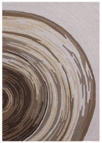 Medium Ashley Furniture Rizwana Area Rug with intricate pattern, showcasing its soft, woven texture in neutral tones.