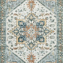Medium Ashley Furniture Wallney area rug with intricate patterns in neutral tones, perfect for enhancing living room decor.