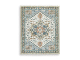 Medium Ashley Furniture Wallney Area Rug with intricate patterns in soft neutral tones, ideal for living room or bedroom decor.