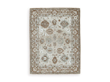 Ashley Furniture Ainswick Memory Foam Rug, plush beige rug with soft, textured surface ideal for living rooms and bedrooms