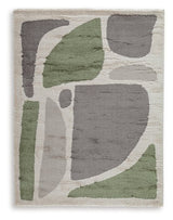 Ashley Furniture Anburgh Rug with intricate pattern in warm tones, showcasing soft, woven textile design.