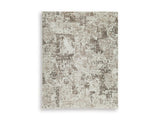 Ashley Furniture Barricland Rug with intricate patterns in neutral tones, showcasing a plush and stylish rug design.