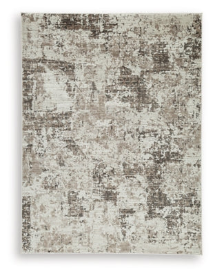 Ashley Furniture Barricland Rug with intricate pattern, soft texture, and neutral colors, perfect for enhancing living room decor.
