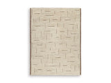 Ashley Furniture Clayman Rug with a textured, neutral-toned design showcasing soft woven fabric and stylish pattern.