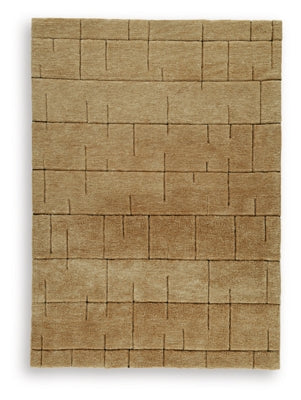 Ashley Furniture Luzmont Rug featuring a stylish, textured design in neutral tones, perfect for enhancing living room decor.