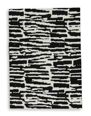 Medium Ashley Furniture Bramshaw Rug with intricate patterns in neutral tones for cozy living room decor.