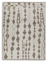 Medium Ashley Furniture Brettler Rug with intricate patterns in neutral tones, ideal for living room or bedroom decor.