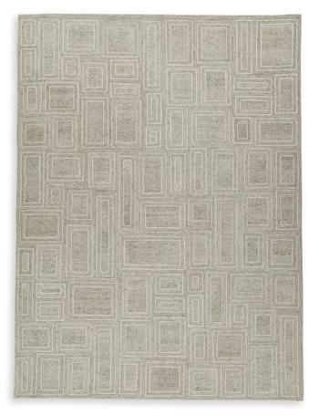Medium Brickburgh Rug by Ashley Furniture, showcasing warm-toned geometric patterns on a plush surface.