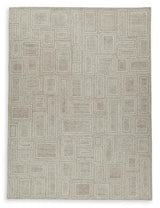 Medium Brickburgh Rug by Ashley Furniture, showcasing warm-toned geometric patterns on a plush surface.
