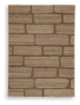 Orest Rug by Ashley Furniture featuring a textured, patterned design in neutral tones, ideal for living room or bedroom decor.