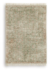 Ashley Furniture Rossbury Rug with intricate patterns in neutral tones, showcasing a plush, comfortable area rug for living spaces.