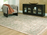 Ashley Furniture Rossbury Rug in a cropped view, featuring a textured design in neutral tones for living room or bedroom decor.
