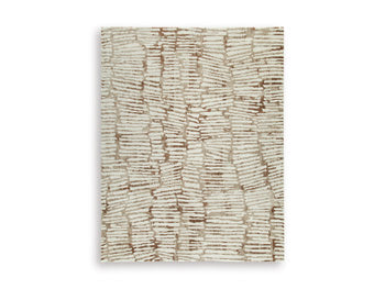 Ashley Furniture Uduak Rug with intricate woven pattern and neutral tones, perfect for living room or bedroom decor.