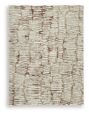 Ashley Furniture Uduak Rug featuring a soft, woven design in neutral tones, perfect for adding warmth to living spaces.