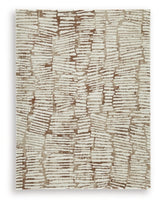 Ashley Furniture Uduak Rug featuring a soft, woven design in neutral tones, perfect for adding warmth to living spaces.