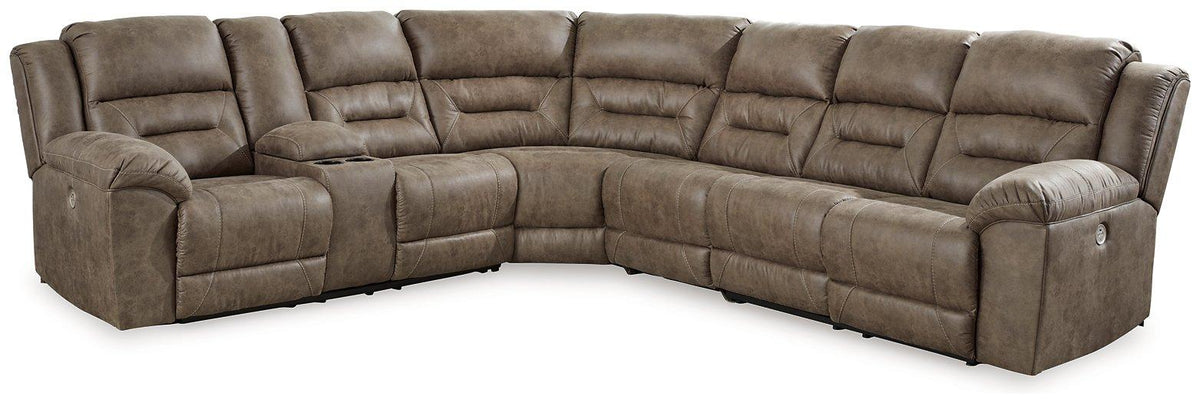 Ashley Furniture Ravenel Power Reclining Sectional with plush cushions and modern design, shown in a spacious living room setting.
