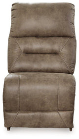 Ashley Furniture Ravenel power reclining sectional with plush cushions and leather upholstery, designed for comfort and style.