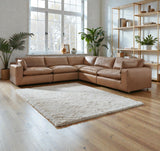 Ashley Furniture Atlas Reserve caramel corner sectional with five pieces, featuring plush upholstery and modern design.