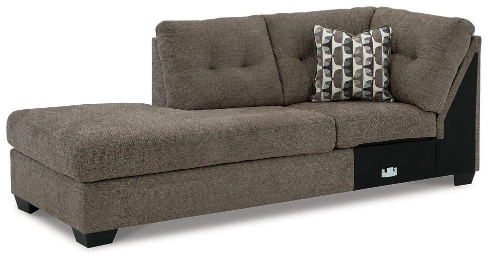 Ashley Furniture Mahoney 2-Piece Sleeper Sectional with Chaise, modern fabric sectional sofa with chaise lounge for living room.
