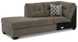 Ashley Furniture Mahoney 2-Piece Sleeper Sectional with Chaise, modern fabric sectional sofa with chaise lounge for living room.