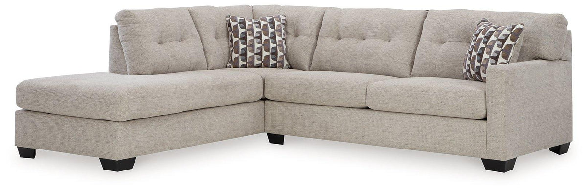 Ashley Furniture Mahoney 2-Piece Sleeper Sectional with chaise, showcasing plush fabric and modern design for comfortable living spaces.