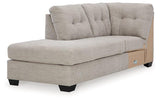 Ashley Furniture Mahoney 2-piece sleeper sectional with chaise, featuring plush fabric and modern design for versatile living room seating