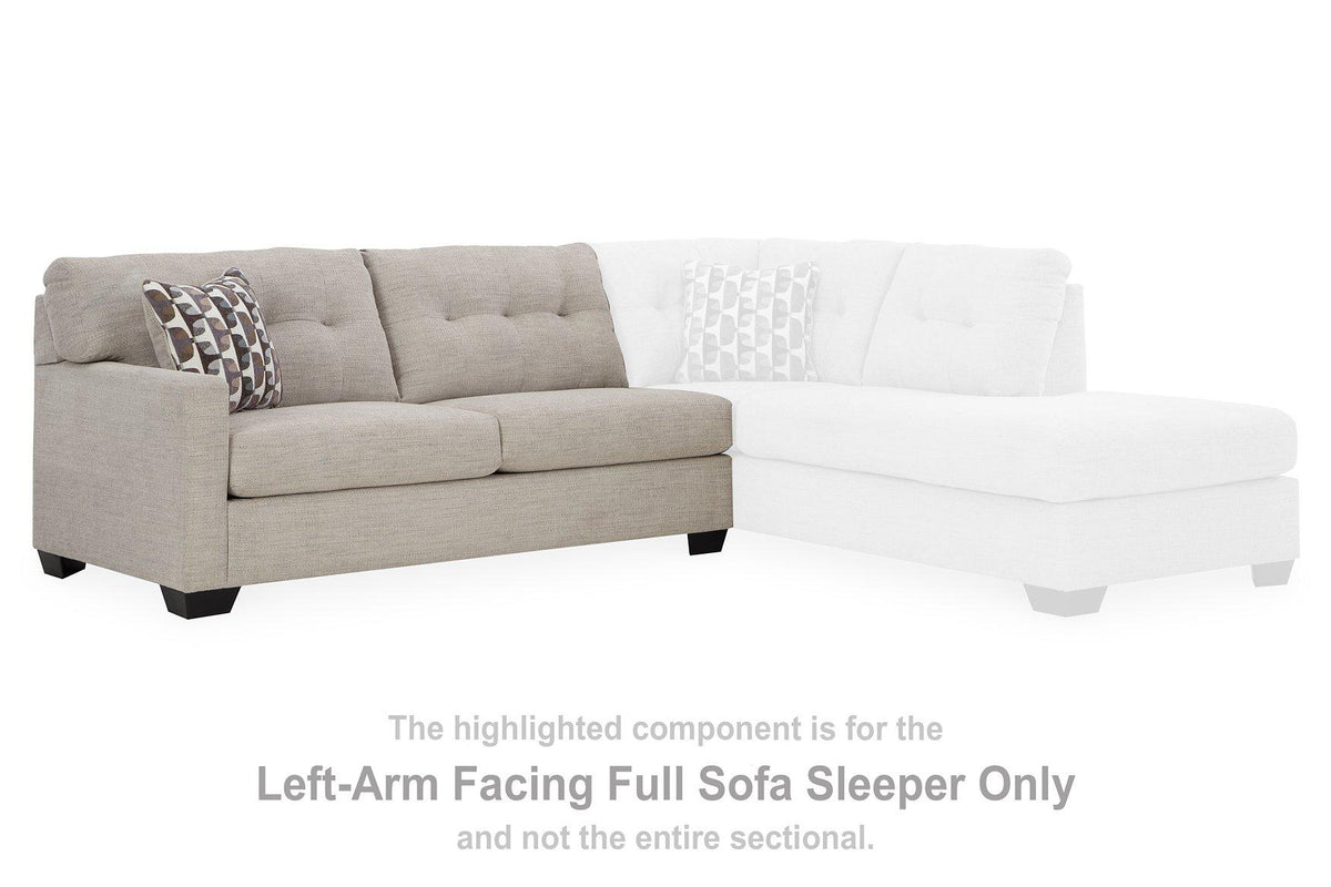 Ashley Mahoney 2-piece sleeper sectional with chaise, featuring plush cushions and modern design, perfect for living room comfort.