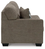 Ashley Furniture Mahoney 2-Piece Sleeper Sectional with Chaise, beige fabric, with plush cushions and modern design.
