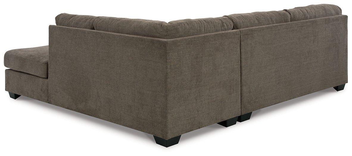 Ashley Mahoney 2-Piece Sleeper Sectional with Chaise, modern fabric sectional sofa with plush cushions and chaise lounge.
