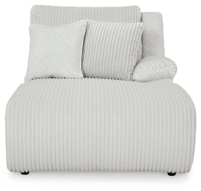 Ashley Furniture Top Tier reclining sectional sofa with chaise, shown from the head-on view, featuring plush cushions and modern design.