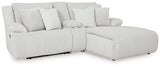 Ashley Furniture Top Tier reclining sectional sofa with chaise, showing plush fabric, reclining seats, and modern design from an angled view.