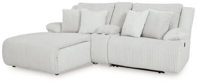 Ashley Furniture Top Tier reclining sectional sofa with chaise, showing plush cushions and modern design from an angled view.