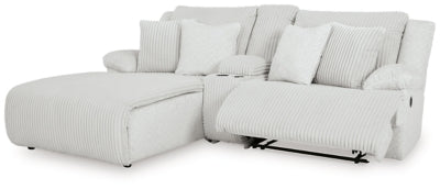 Ashley Furniture Top Tier reclining sectional sofa with chaise, showing plush cushions and modern design from an angled view.