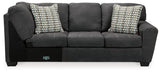 Ashley Furniture Ambee 3-piece sectional with chaise, gray fabric, modern design, and plush cushions for comfortable seating.