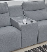 Close-up of the console detail on the Ashley Furniture ModMax Power Reclining Sectional Sofa.