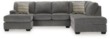 Ashley Furniture Riverfield sectional with chaise, featuring plush cushions and modern design, shown from a head-on view.
