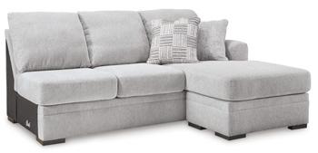 Ashley Furniture Gabyleigh sectional with chaise showing plush fabric, modern design, and spacious seating arrangement.