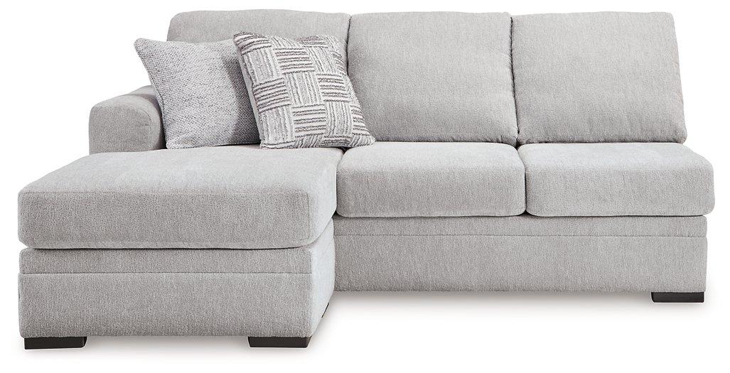 Ashley Furniture Gabyleigh sectional with chaise showing plush fabric, spacious seating, and modern design for living room comfort.