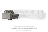 Ashley Furniture Lindyn sectional with chaise, tan fabric, plush cushions, modern design, and wooden legs.