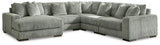 Ashley Furniture Lindyn sectional with chaise showing plush fabric upholstery and modern design in a spacious living room setting
