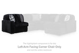 Midnight-Madness sectional sofa by Ashley Furniture, dark fabric with plush cushions and modern design in a living room setting